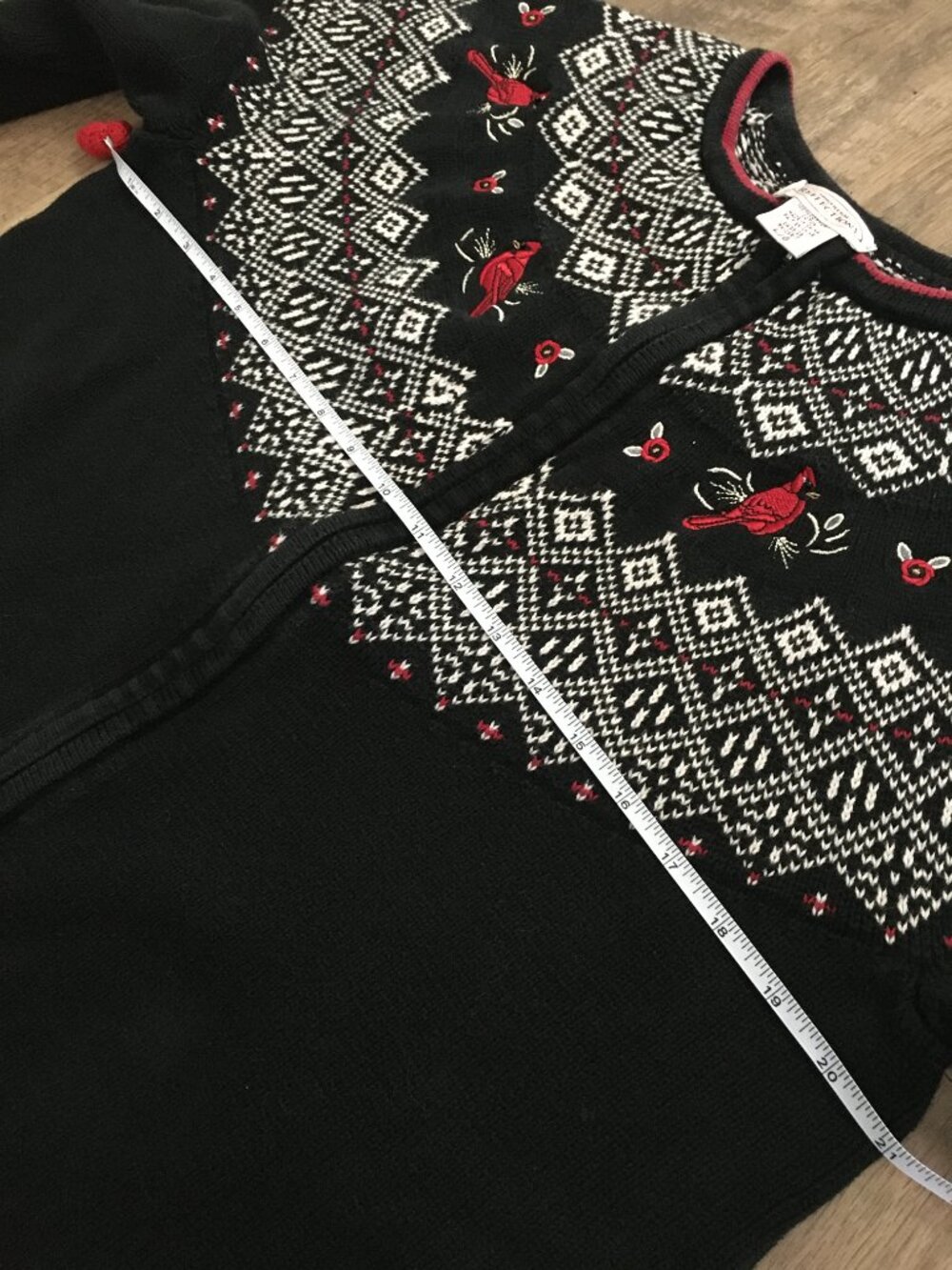Vintage Northern Reflections Cotton Cardinal Fair Isle Zip Up Sweater - L - Picture 13 of 16